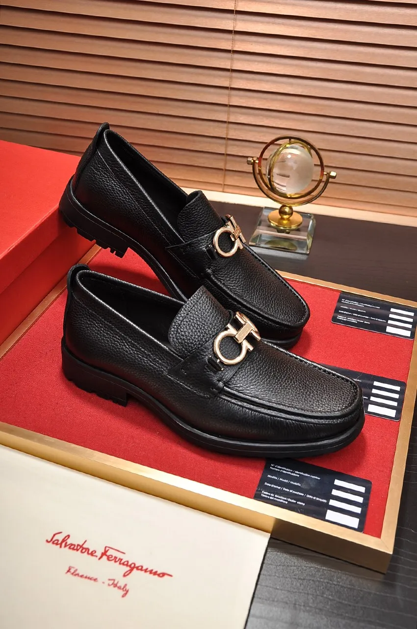 Men's shoes 💰500💶[Ferragamo/Ferragamo] The latest model in the counter. Original imported open-sided high-quality cowhide hand-woven + imported 🐂 cowhide + original luxury metal buckle + original combination outsole. Comparison without pressure 38--44🎉